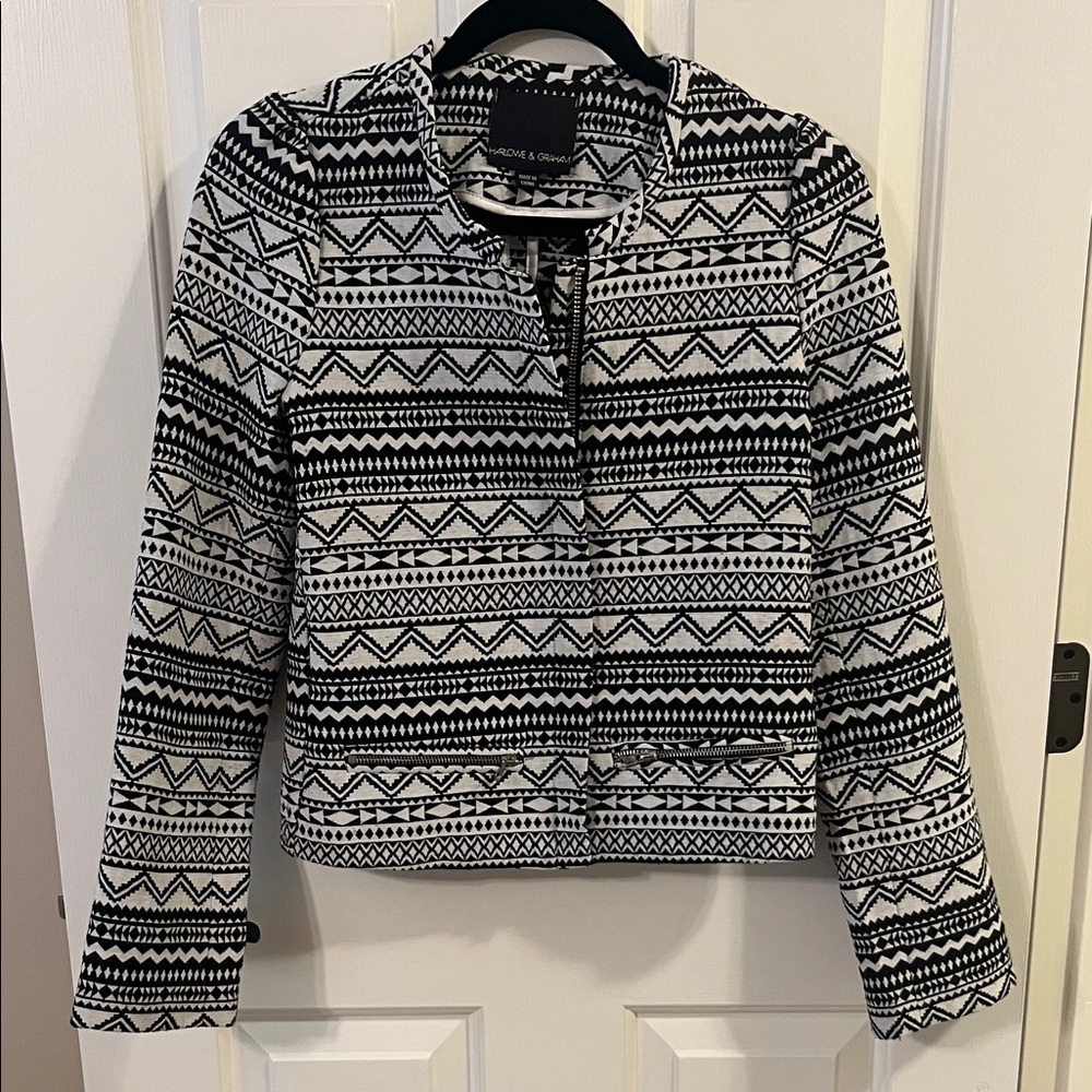 Harlowe & Graham Black and White Patterned Jacket